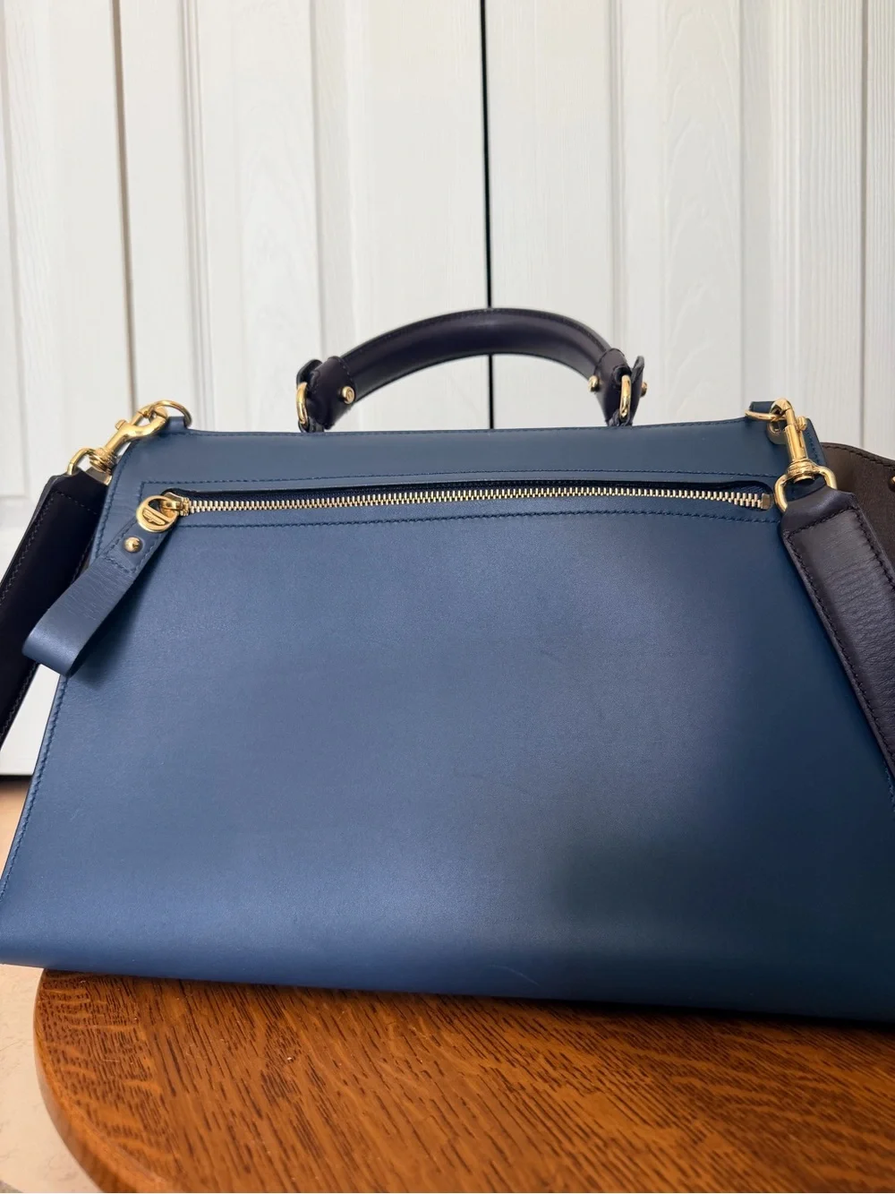 Salvatore Ferragamo Tricolor Blue Brown Leather Sofia Satchel and Shoulder Bag